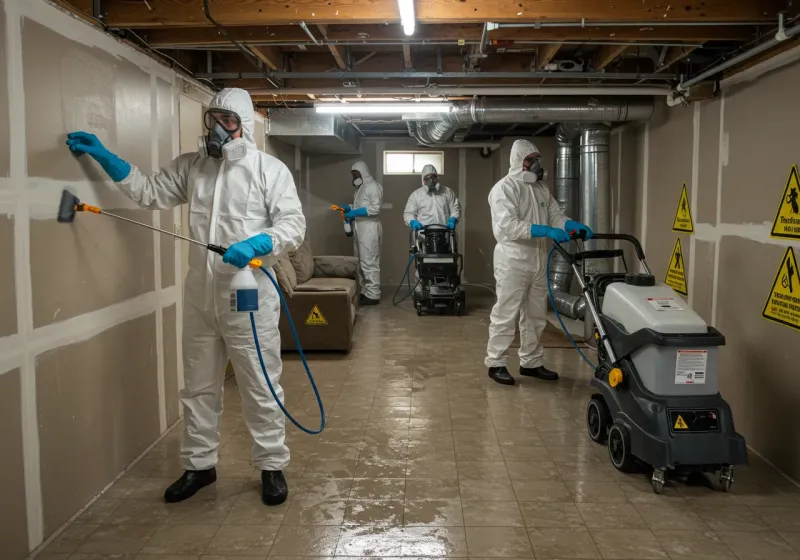 Basement Moisture Removal and Structural Drying process in Bridgewater, MA